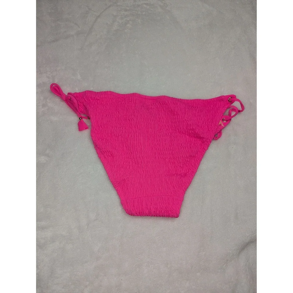 Victorias‎ Secret Neon Pink Smocked Side Tie Bikini Bottom 347237-QDE XL